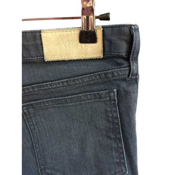 Acne Womens Kex Thunder Dark Blue Stretch Classic Slim Fit Jeans 30 x 32 Zipper - Picture 3 of 6